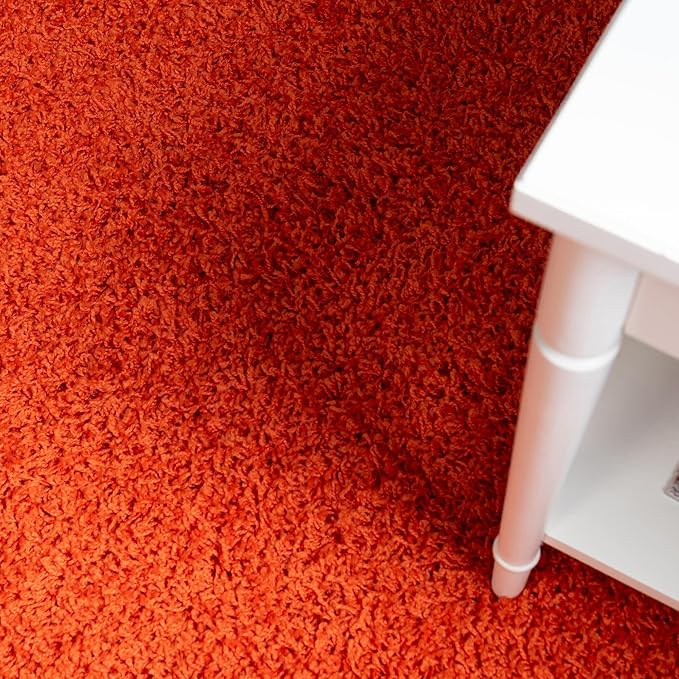 Unique Loom Solid Shag Collection Area Rug (3' 3" x 5' 3" Oval, Tiger Orange)