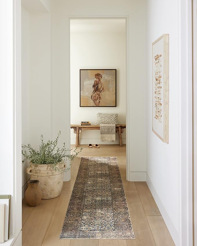 Loloi Amber Lewis Morgan Collection MOG-03 Denim/Multi 3'-6" x 5'-6" 38" Thick Accent Rug feat. CloudPile, Neutral, Room Décor, Vintage Inspired, Livingroom, Bedroom, Dining Area