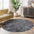 RUGSREAL 3x3 Round Area Rug Small Washable Circle Rug Non Slip Stain Resistant Entry Mat Modern Solid Color Round Living Room Carpet Low Pile Soft Bedroom Mat Neutral Rug for Bedside Nursery, Grey
