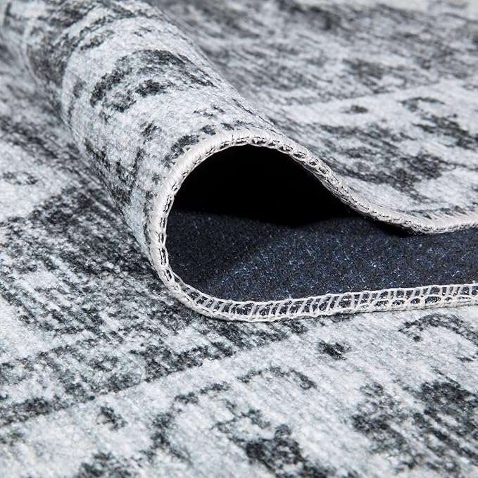 Bloom Rugs Caria Washable Non-Slip 8x10 Rug - Silver/Dark Gray Traditional Area Rug for Living Room, Bedroom, Dining Room, and Kitchen - Exact Size: 7'8" x 10'