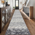 KUTA Moroccan Washable Runner Rug 2.6x18 Non-Slip Vintage Black Navy Blue Boho Hallway Kitchen Rugs Ultra Soft Geometric Floor Carpet Runners for Bedroom Stairway Living Room