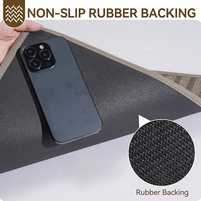 Front Door Mat 24''x35'', Absorbent Muddy Dirt Resist Washable Non Slip Low-Profile Indoor Doormat, Easy Clean Welcome Entryway Door Mats, Brown