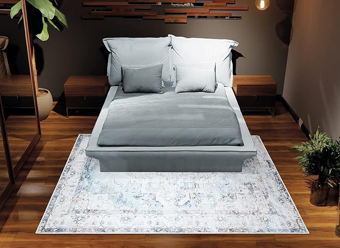 Bloom Rugs Washable Non-Slip 10x14 Rug - Beige/Blue Traditional Oriental Area Rug for Living Room, Bedroom, Dining Room, and Kitchen - Exact Size: 10' x 14'