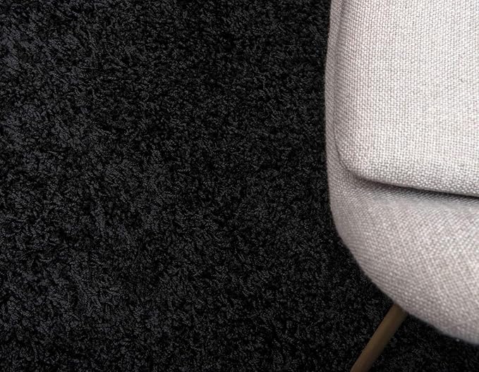 Unique Loom Solid Shag Collection Area Rug (2' 6" x 13' 1" Runner, Jet Black)