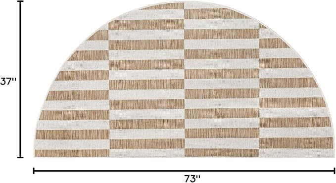 Unique Loom Outdoor Striped Collection Area Rug - Striped (3' 1" x 6' 1" Hearth Taupe/Ivory)