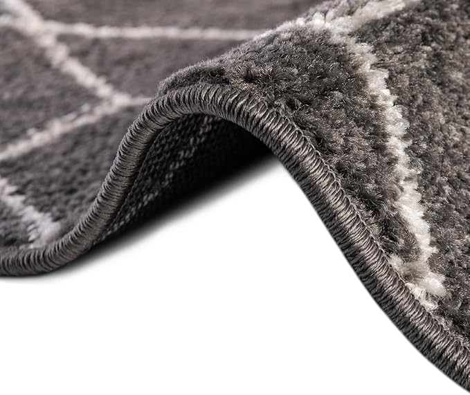 Unique Loom Trellis Frieze Collection Area Rug - Geometric (2' x 8' 8" Runner, Dark Gray/ Ivory)
