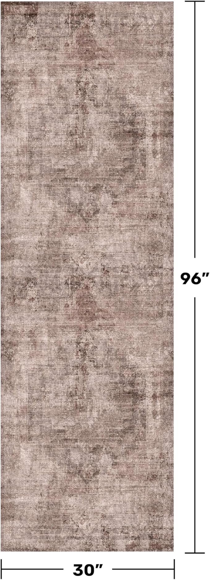 Washable 2'6"x8' 8ft Long Hallway Runner Rug Non Slip, Red Brown Stain Resistant Kitchen Floor Runner, Indoor Mats for Entryway, Low Pile & Soft Vintage Bedroom Carpet