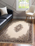Unique Loom Reza Collection Traditional Persian Style Area Rug, Rectangular 7' 1" x 10' 0", Ivory/Brown