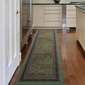 Antep Rugs Alfombras Bordered Modern 2x10 Non-Slip (Non-Skid) Low Pile Rubber Backing Indoor Area Runner Rug (Green, 2' x 10')