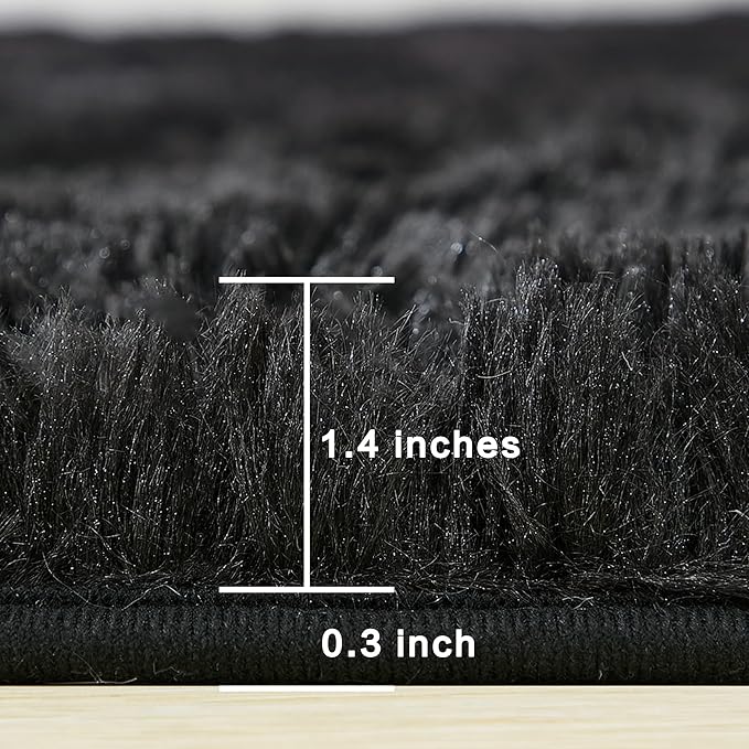 Andency Black Area Rugs 9x12 for Living Room Home Decor, Large Shaggy Bedroom Carpet, Non-Slip Big Shag Indoor Thick Soft Fluffy Furry Fur Area Rugs for Kids Dorm Nursery Aesthetic