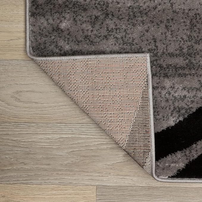 Rugshop Wavy Circles Design Runner Rug, Carpet with Jute Backing for Hallway or Entryway, Gray, 2'7" x 6'