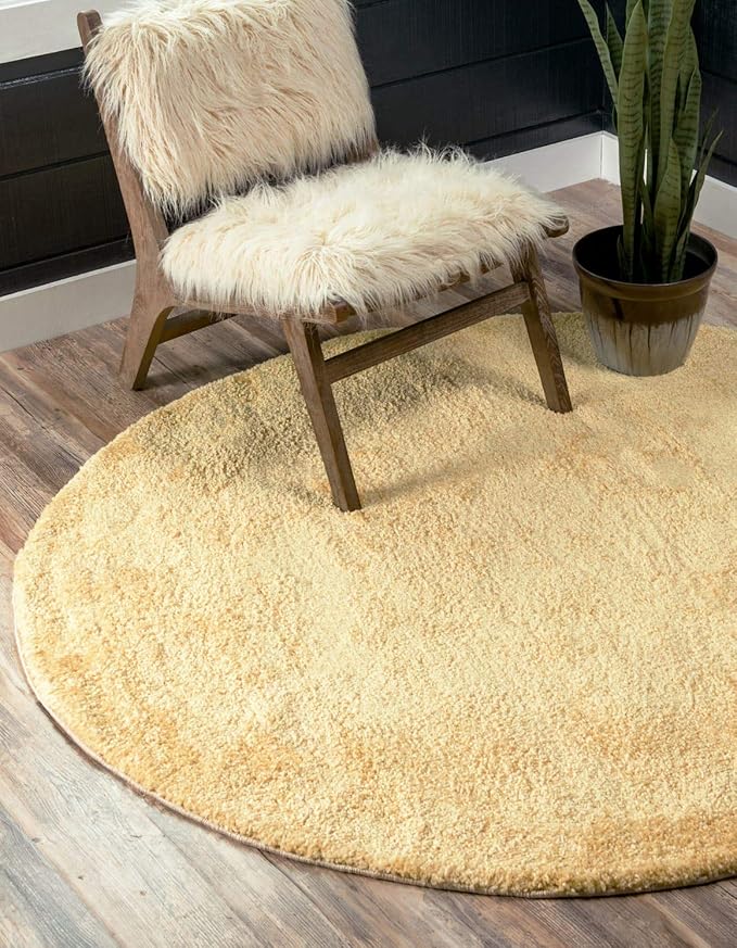 Unique Loom Solo Collection Area Rug - Calabasas (7' 10" Round, Yellow)