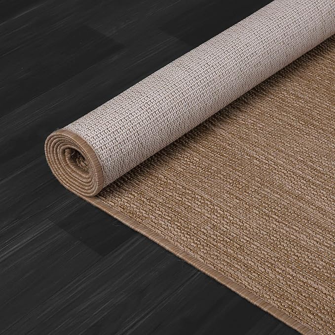 CAMILSON Outdoor Rug 9x12 Modern Area Rugs for Large Indoor and Outdoor Patios and Porches - Waterproof, Washable, Non-Shedding, Easy-to-Clean Outside Carpet (9 x 12, Solid - Jute)