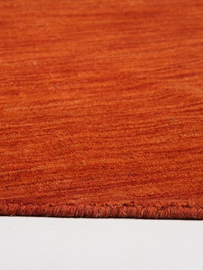 Hand Knotted Loom Wool ECO-Friendly Area Rugs - 6'x6', Round, Light Red Color, Solid Plain Design, High Pile Handmade Anti Skid Area Rugs for Living Room, Bed Room (L00111)