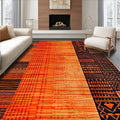 Flatwoven High Traffic Area Rug 5x7, Burnt Orange Copper Fiery Abstract Shape Floor, Non Slip, Stain Resistant, Washable Area Rugs for Living Room, Bedroom (Orange, 5x7)