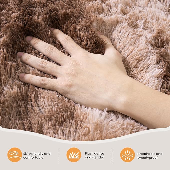 Zentavio Area Rugs for Living Room Rugs for Bedroom 4x6 Soft Carpet Fluffy Furry Shag Aesthetic Plush High Pile Gray Throw Rug for Nursery Kids Room Dorm Tie-Dyed Coffee