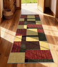 YIHOUSE Red and Green Runner Rug 2x6 for Hallway, Burgundy Farmhouse Vintage Rugs Washable,Burnt Orange Area Rug Non Slip,Geometric Boho Area Rug for Kitchen