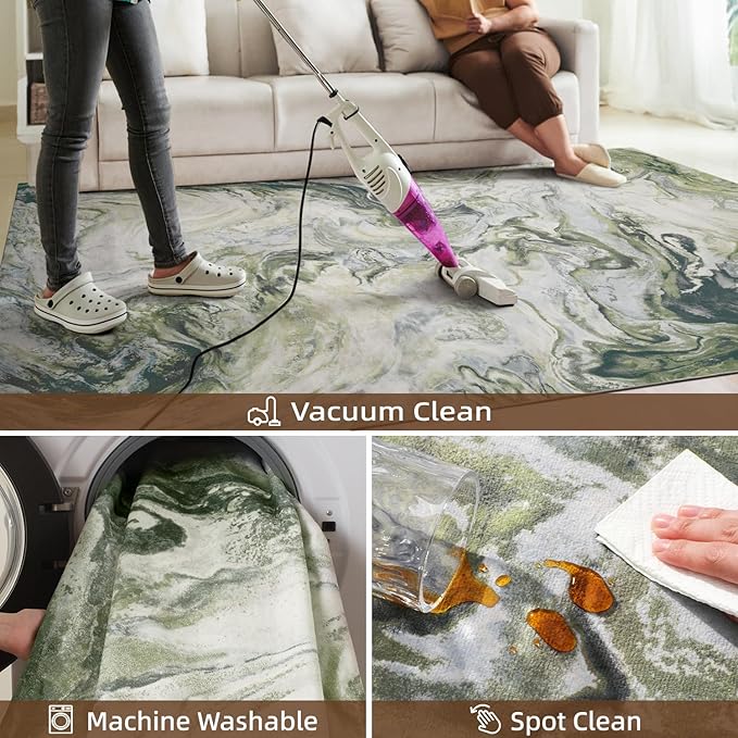 8x10 Area Rugs for Living Room, Modern Abstract Rug for Bedroom, Contemporary Machine Washable Rug, Large Stain Resistant Carpet for Dining Room Playroom Home Office, Pet & Kids Friendly