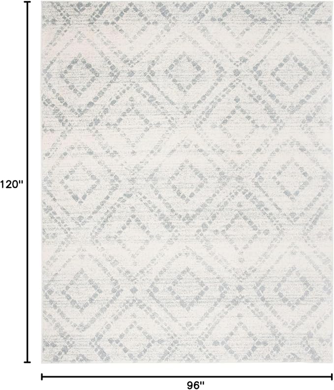 SAFAVIEH Area Rug 8x10 - Adirondack Collection - Large - Ivory & Light Blue, Geometric Trellis Pattern, Non-Shedding & Easy Cleaning, Ideal for Living Room, Bedroom, Office, Dining Space (ADR131T)