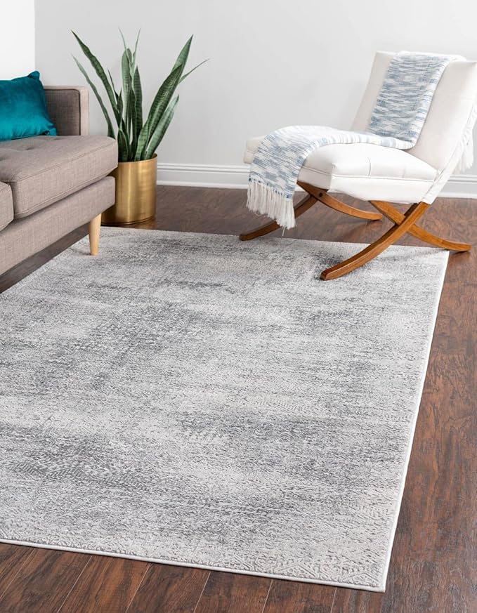 Unique Loom Finsbury Collection Area Rug - Sarah (6' 1" x 9' Rectangle, Gray/ Ivory)