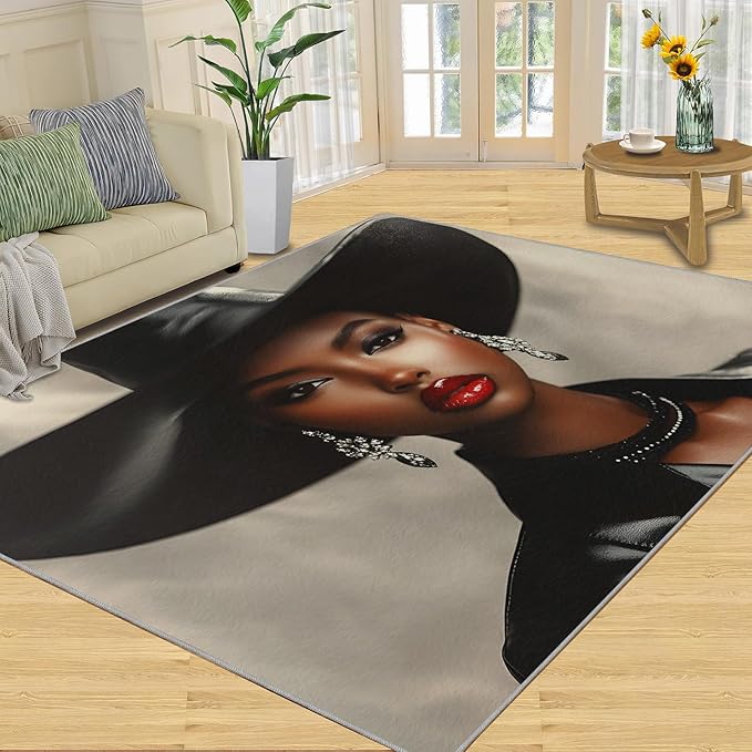 5x6 Fashionable Woman Rugs for Office - Modern Woman Living Room Carpet, Sexy Girl Bedroom Area Rug Kids Low Pile Rug for Indoor Outdoor Hardwood Floors Home Decor