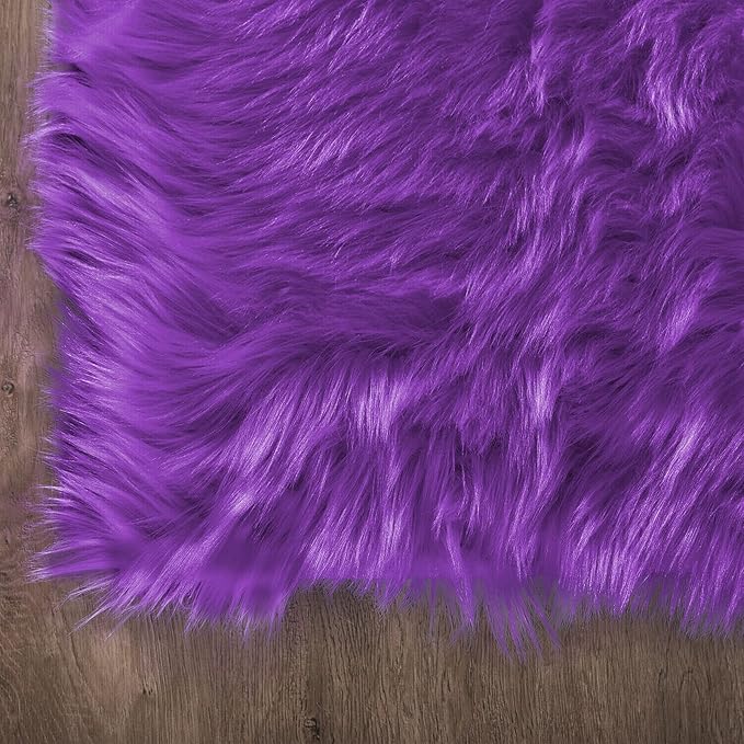 Latepis Faux Fur Rug 2x5 Runner Fluffy Area Rug Purple Washable Shag Rugs for Living Room Bedroom Playroom Shaggy Furry Soft Rugs Teen Room Decor