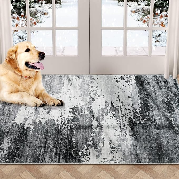 COMSLE Door Mat Soft Absorbent Indoor Front Entryway Rug Machine Washable Entrance Mats for Muddy Paws Non Slip Throw Rugs 32" x 48" Doormat for Inside Foyer Bedroom - Gray