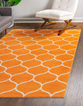 Rugs.com Lattice Frieze Collection Rug – 8' x 10' Orange Medium Rug Perfect for Living Rooms, Large Dining Rooms, Open Floorplans