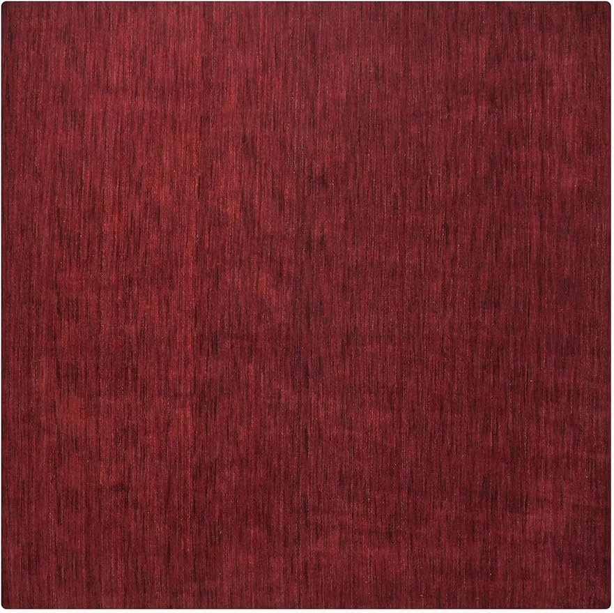Hand Knotted Loom Wool ECO-Friendly Area Rugs - 8'x8', Square, Dark Red Color, Solid Plain Design, High Pile Handmade Anti Skid Area Rugs for Living Room, Bed Room (L00111)
