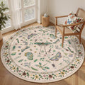 4ft Washable Round Rug - Bug Rugs for Living Room Non-Slip Low Pile Soft Ultra-Thin Machine Washable Circle Carpet for Bedroom, Entryway, Nursery, Kitchen, Home Office (4' Round Beige)