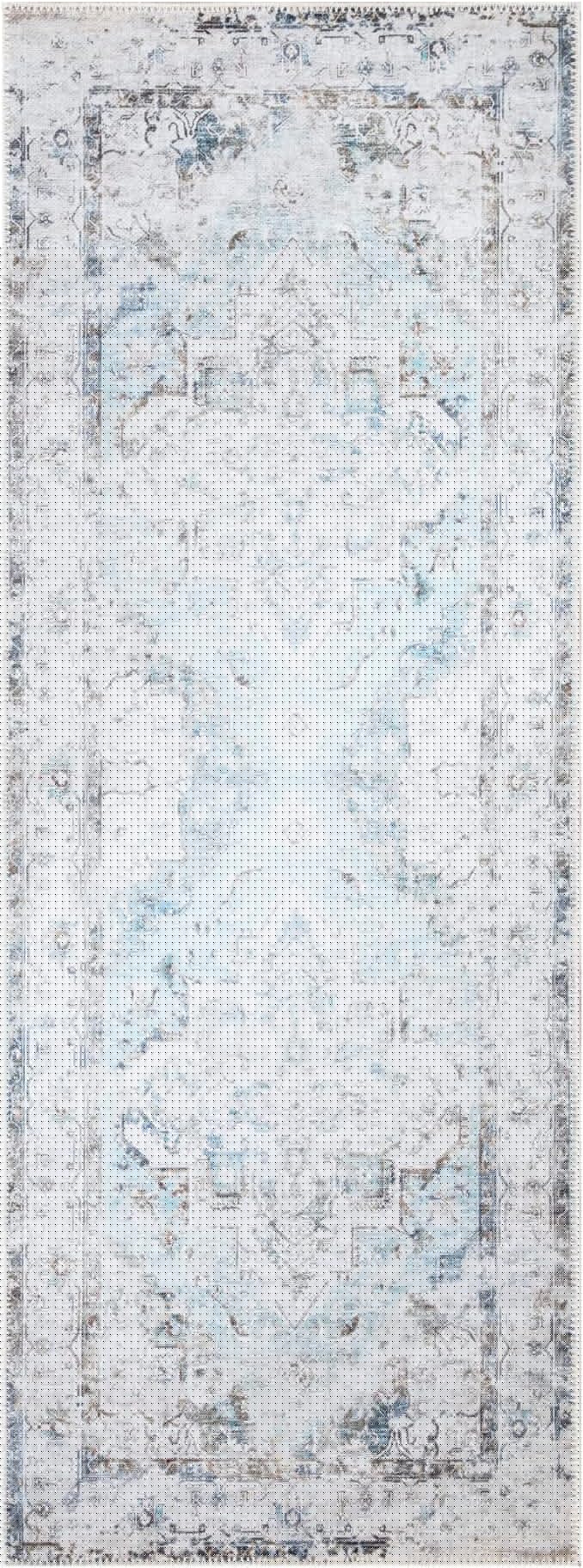 Bloom Rugs Washable Non-Slip 10 ft Runner - Beige/Blue Traditional Runner for Entryway, Hallway, Bathroom, and Kitchen - Exact Size: 2.5' x 10'