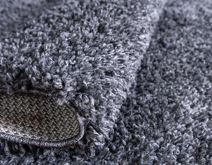 Unique Loom Davos Shag Collection Area Rug - Solid (2' 7" x 16' 5" Runner, Peppercorn)