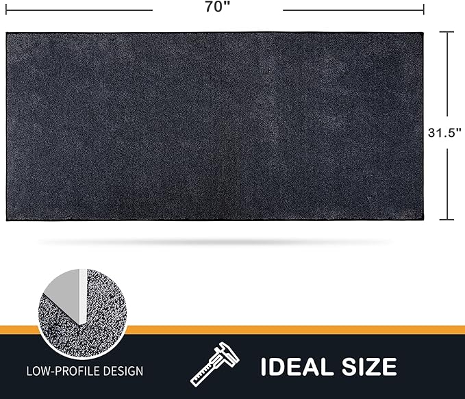 PURRUGS Dirt Trapping Door Mat 31.5" x 70", Non-Slip Machine Washable Entry Rug, Shoe Scraper, Dog Doormat, Super Absorbent Welcome Mat for Front & Back Door, Muddy Shoes & Paws, Bluish Grey-Black