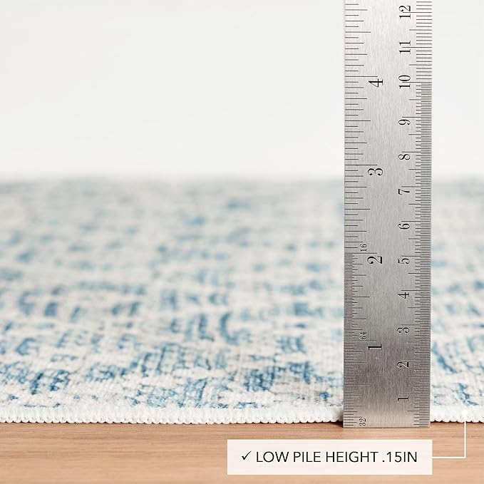 Dash and Albert Melange Diamond Machine Washable Area Rug - 6' x 9' Blue - Diamond Accent Rug - Anti-Slip Backing, Lightweight, Machine Washable, High Traffic Areas Kitchen, Mudroom, Laundry Room