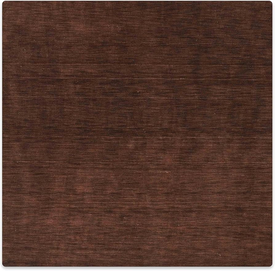 Hand Knotted Loom Wool ECO-Friendly Area Rugs - 8'x8', Square, Brown Color, Solid Plain Design, High Pile Thick Handmade Anti Skid Area Rugs for Living Room, Bed Room (L00111)