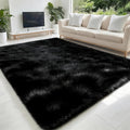 5x7 Solid Fluffy Black Area Rug – Washable, Durable,Large Living Room Rug, Non-Slip High Pile Shag Rugs for Bedroom, Bedside, Dorms, Nursery Rooms, Kids Room, Soft Indoor Floor Carpet Decor