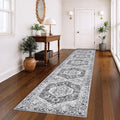 KOZYFLY Runners for Hallways 3x14 Ft Extra Long Washable Kitchen Thin Runner Rug Boho Runner Rug for Entryway Indoor Printed Faux Wool Stair Floor Carpet for Stair Kitchen Hall, Grey