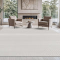 Beverly Rug Micro Loop Area Rug White 8x10 Modern Luxury Soft Boho Geometric Durable Indoor Area Rugs for Living Dining Room Office Stain Resistant Non Shedding Casual Indoor Carpet White 8 x 10