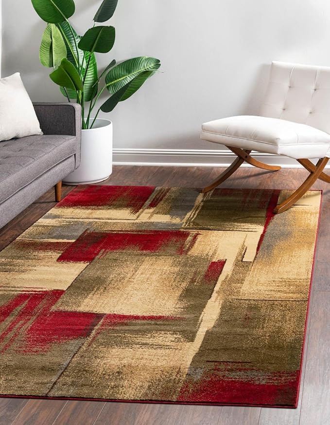 Unique Loom Barista Collection Area Rug - Timor (3' 1" x 5' 3" Rectangle, Multi/Red)