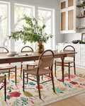 Washable Rugs 8x10 Floral Vintage Washable Area Rug Non Slip Low Pile Large Rugs for Living Room Dining Room Bedroom Farmhouse Kids Playroom