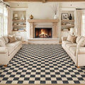 LIVEBOX 10x14 Area Rugs for Living Room, Checkered Non-Slip Washable Rugs, Farmhouse Neutral Classic Geometric Pattern Large Boys Area Rug for Bedroom, Carpet for Dining Room Office (Black,10'x14')