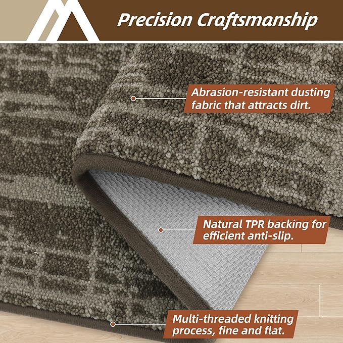 COSY HOMEER-Door-Mat,Dirt Trapper Entryway Rugs 20"x32",Non Slip Washable Entrance Mats,Absorbent Welcome Mat,Low Profile Dog Door Mats for Front Back Doomats and Wet Shoes,Light Brown