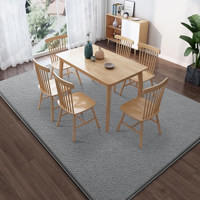 Large Modern Area Rugs for Living Room Bedroom, 6x9 Feet Grey Ultra Soft Solid Thickened Memory Foam Indoor Minimalist Carpets, Non-Slip Comfy Rugs for Boys Girls Nursery Kids Room Home Décor