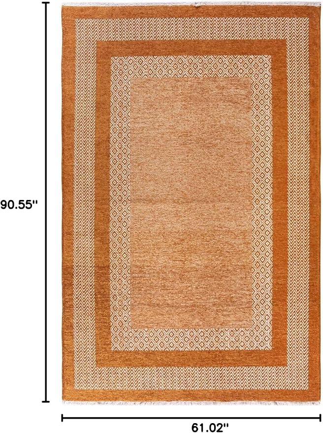 Alfa Rich 5x8 Burnt Orange Washable Area Rugs for Living Room Bedroom Kitchen Cotton Decor Rug