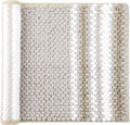 PiccoCasa Chenille Bathroom Rug, Soft Fluffy Absorbent Bath Mat, Medium Pile Striped Carpet Washable Non Slip Bathroom Floor Mats(17"x24",Khaki & White)