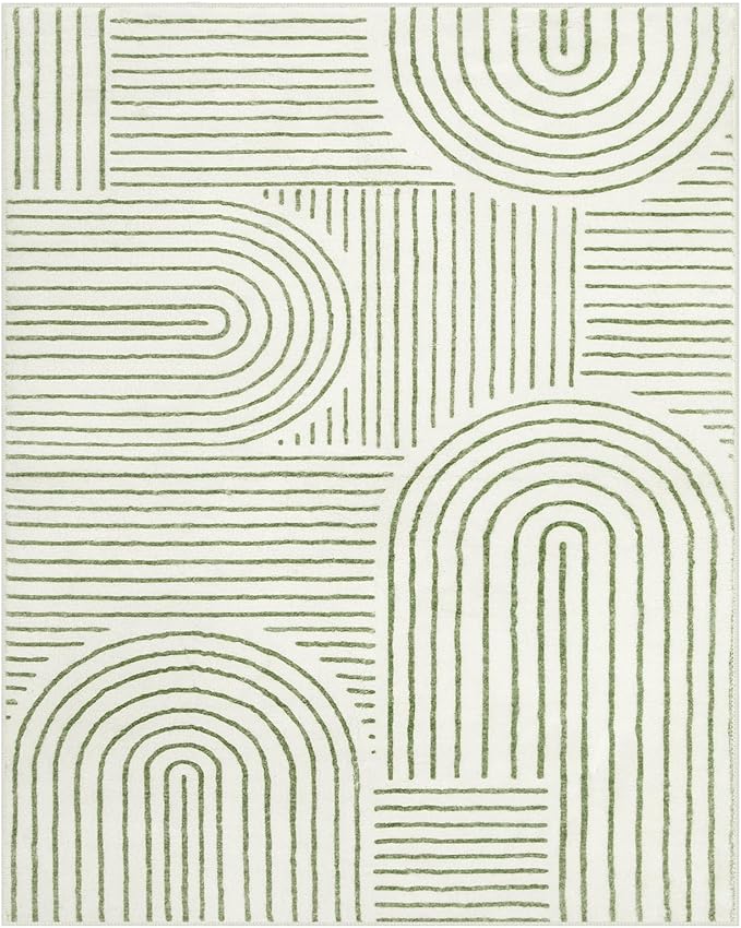 Lahome Abstract 10x14 Area Rugs for Living Room Bedroom, Soft Large Washable Rugs, Ultra-Thin Non-Slip Modern Dining Room Rug Non-Shedding Accent Carpet for Office, Green