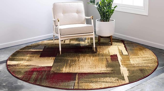 Unique Loom Barista Collection Area Rug - Timor (8' Round, Multi/ Red)