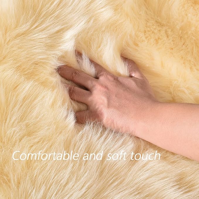 Latepis Runner Rugs for Hallway 2x8 Light Yellow Faux Sheepskin Fur Rug Fluffy Furry Rugs for Bedroom Living Room Rug Rectangle