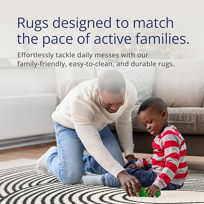 Abani Nuevo Beige Black Swirls Modern Area Rug 6' x 9' for Living Room, Bedroom - Abstract Design - Durable & Easy to Clean