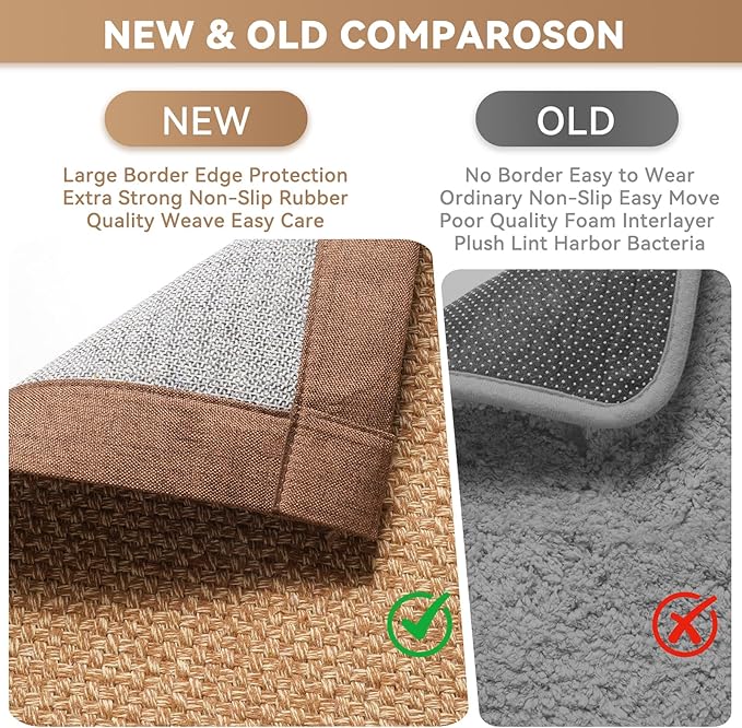 Front Door Mat 2'x3', Jute Like Non-Slip Indoor Mat Entrance, Woven Washable Doormat for Front Indoor Entryway, Brown